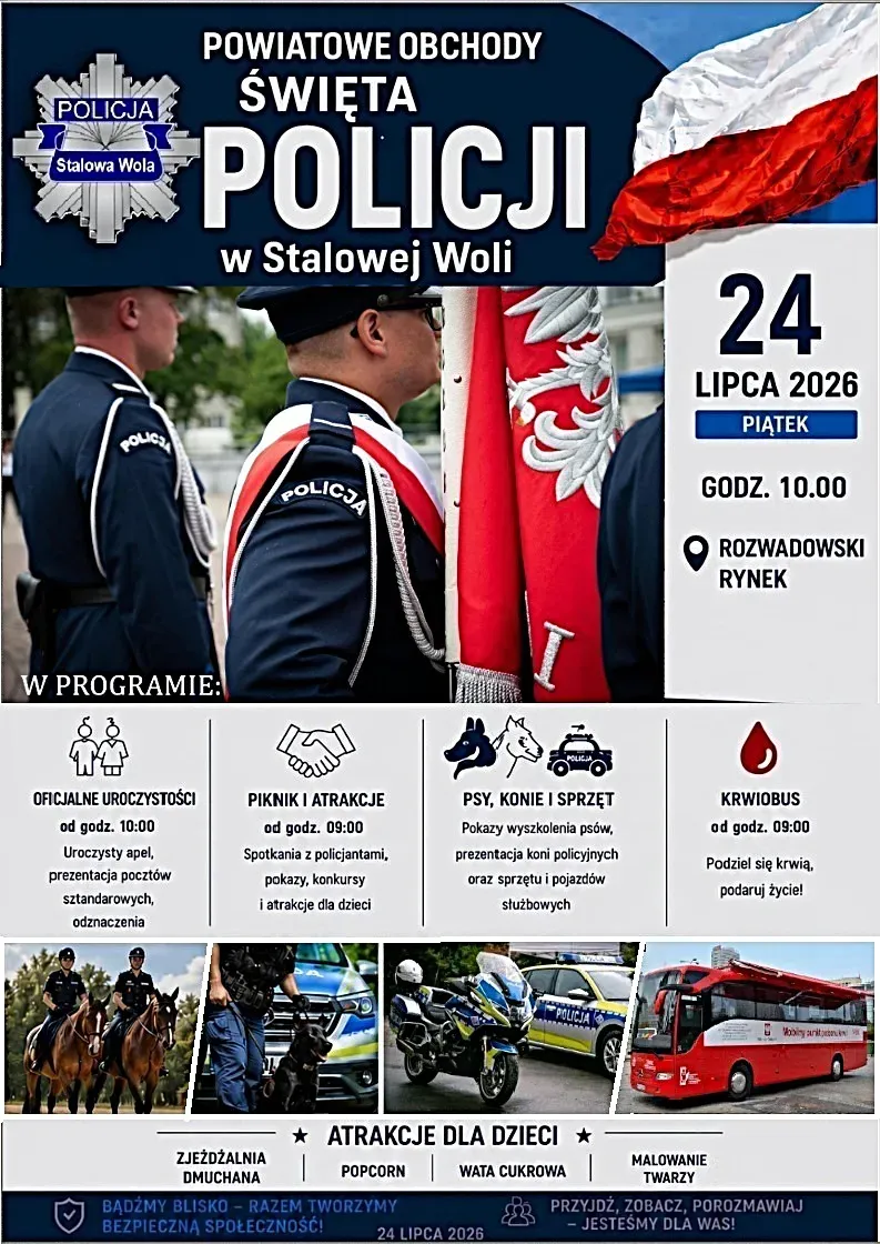 Święto Policji na Rozwadowskim Rynku: piknik, sprzęt i krwiodawstwo