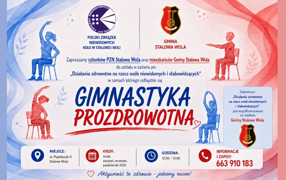 Bezpłatna gimnastyka prozdrowotna dla niewidomych w Stalowej Woli — zapisy